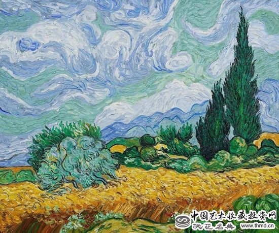 TOP6.《麦田与柏树》(A Wheatfield with Cypresses，1889)，5700万美元
